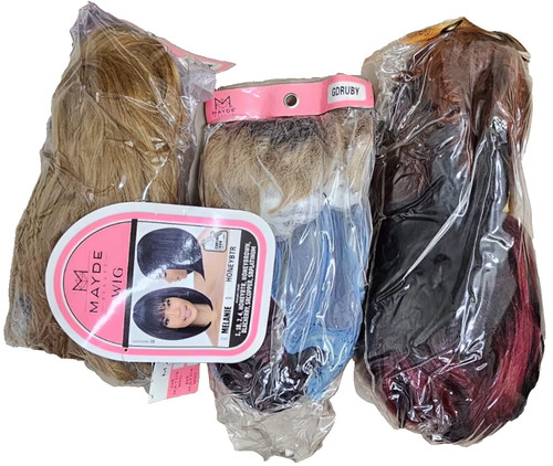 Set of 5 Mayde Beauty Synthetic Wigs Honey Blonde Burgundy Brunette Bundle Set 5