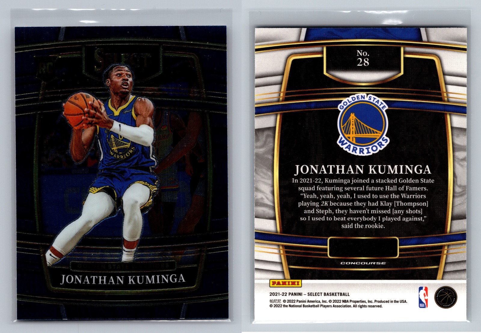 2021-22 Panini Select #28 Jonathan Kuminga Blue (Retail Base)