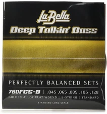 La Bella Deep Talkin' Bass Gold Flats Electric Bass Strings - 5-string