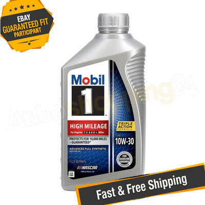 Mobil 1 103535 High Mileage 10W-30 Motor Oil, 1 Quart - Single
