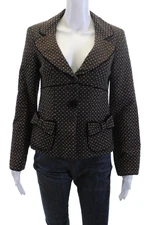 Nanette Lepore Womens Long Sleeve Button Blazer Brown Size 04