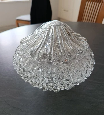 Ancien Imposant GLOBE EN VERRE Moulé Pressé Lampe Design Vintage Rétro Art Déco - Photo 1/4