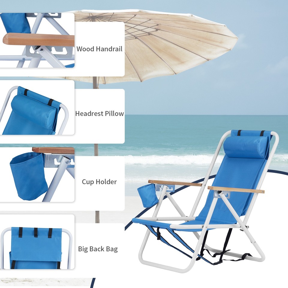 Spaco Portable Folding Picnic Double Chair With Umbrella-Black