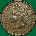 1906 Indian Head Cent Almost Uncirculated AU Coin #41590