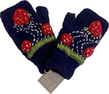 Fair Trade Hippie Wool Mushroom Fingerless Texting Gloves Hand Warmers 6001