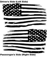 American Flag Vinyl Decal Set Distressed Sticker Weathered Left Right Black Out