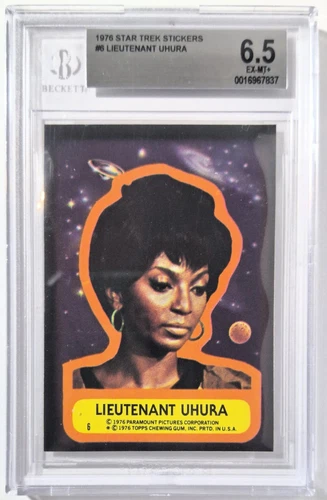 Vtg 1976 Topps #6 Star Trek Lieutenant Uhura Trading Card Sticker 6.5 EX-MT+