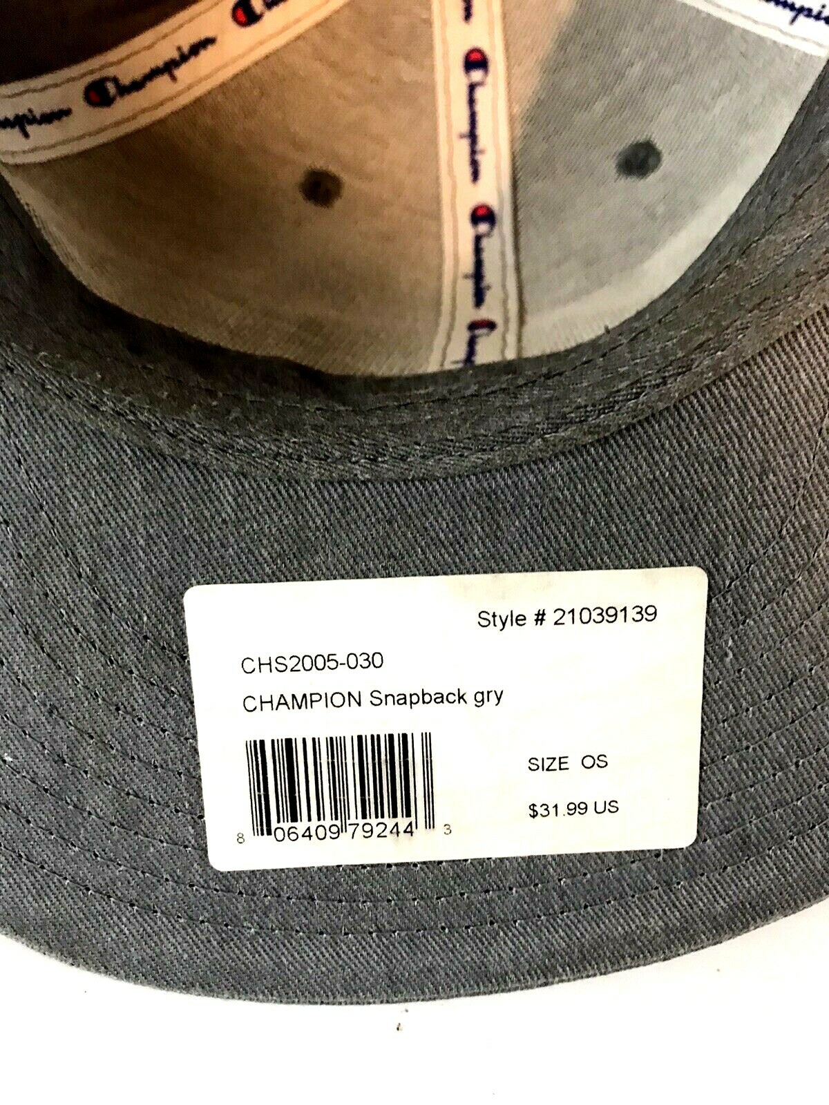 Champion Script Logo Snapback Hat Gray - image 4