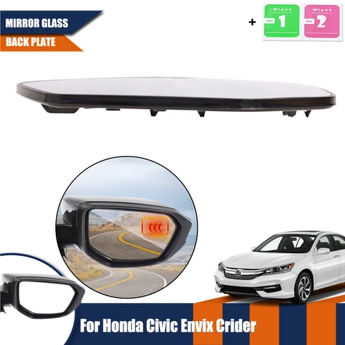 Left Driver Side Wing Mirror Glass Heated Convex For Honda Civic 2015 -2021