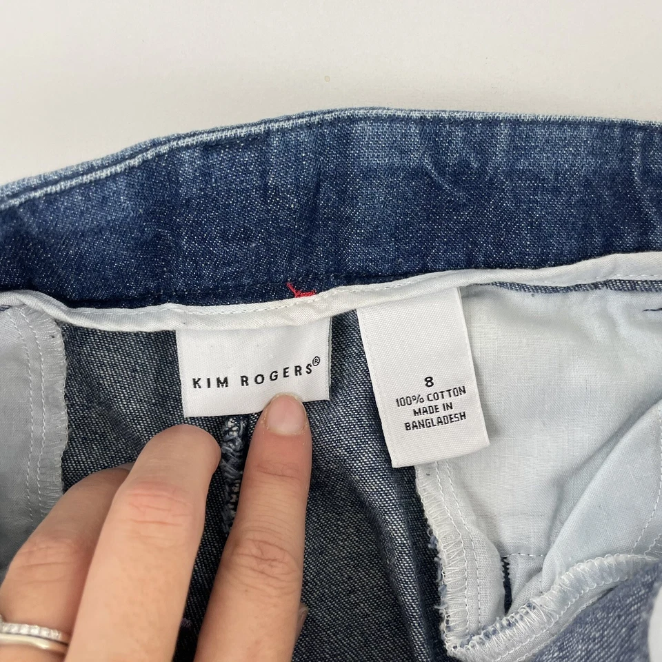 Pantalones de mezclilla Kim Rogers Capri azul talla 8 lunares 100 % algodón Foto 3 de 4