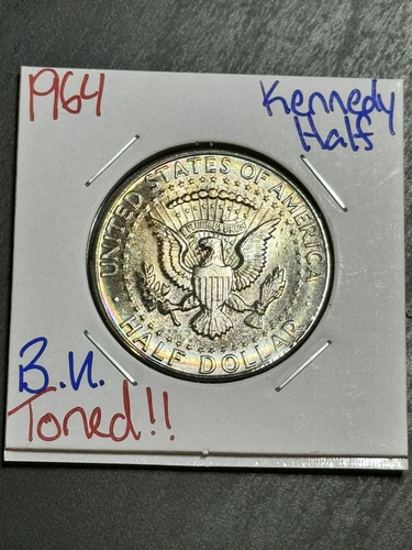 1964 Kennedy Half Dollar BU Uncirculated MS++ Stunning Toning Toned (Raw14330)
