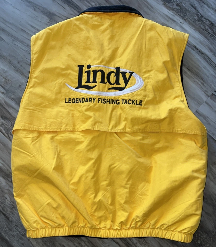 Colete Minn Kota Lindy Legendary equipamento de pesca isolado reversível adulto assinado - Imagem 2 de 4