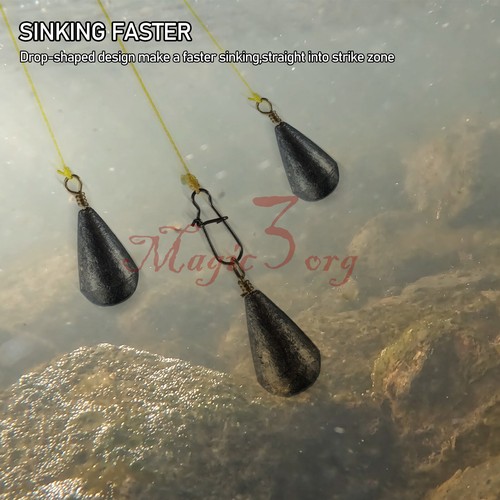 30PCS Pear Sinker Fishing Weights Lead Bass Fishing Tackle Swivel Rig Bass - Picture 5 of 9