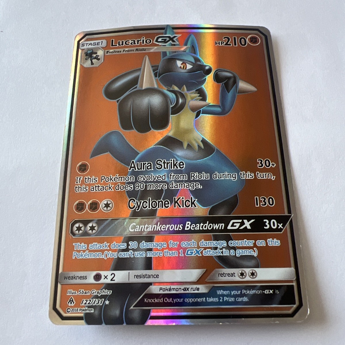 Lucario GX 122/131 Full Art Forbidden Light Ultra Rare Pokemon | eBay