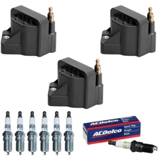 3 Ignition Coil & 6 ACDelco Platinum Spark Plug for 1988-2009 Buick Allure DR39