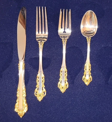Gorham Golden Medici 12 place Sterling Silver Flatware Set with Storage Chest
