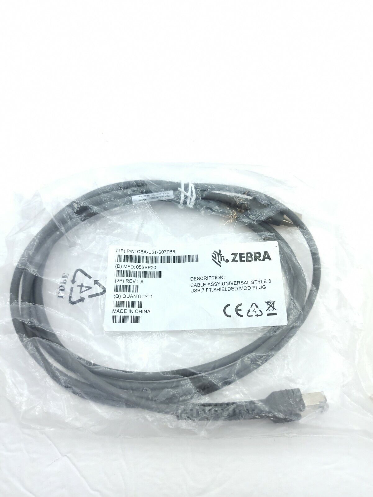 Zebra CBA-U21-S07ZBR USB Data Transfer Cable USB for Barcode Scanner 7ft
