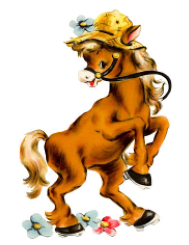 Cappello di paglia cavallo pony vintage immagine retrò decalcomanie scivolo acqua AN703