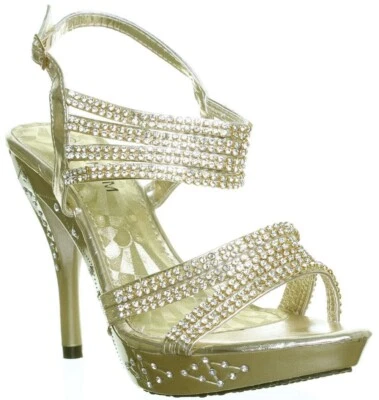 Chaussures De Soirée De Mariage Premium Zera 03 En Or Taille UK 2 - 8 - Photo 1/4
