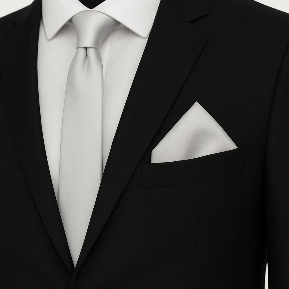Set schmale Krawatte Einstecktuch uni viele Farben Business Hochzeit festlich - Bild 1 von 1