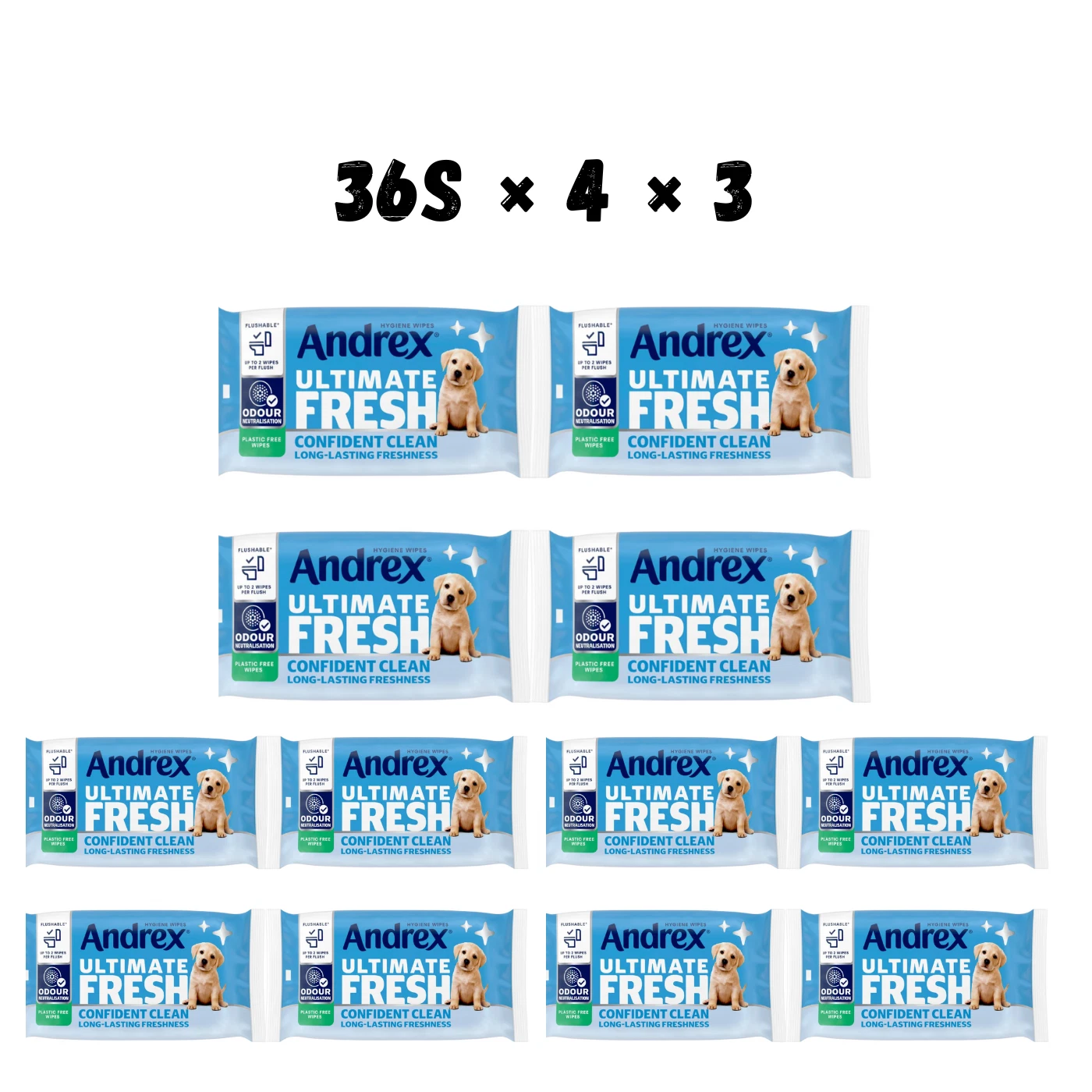 Andrex® ULTIMATE FRESH Hygiene Wipes Odour Control (36 sheets) 36s × 4 × 3