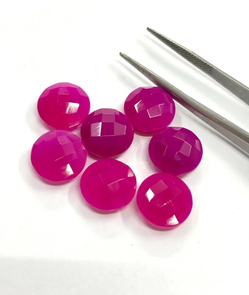 Natural Hot Pink Chalcedony Round Briolette Cut Gemstone for Elegant Jewelry - Image 2 of 4