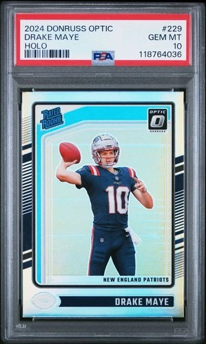 2024 Panini Donruss Optic Drake Maye Rated Rookie Holo Prizm #229 PSA 10