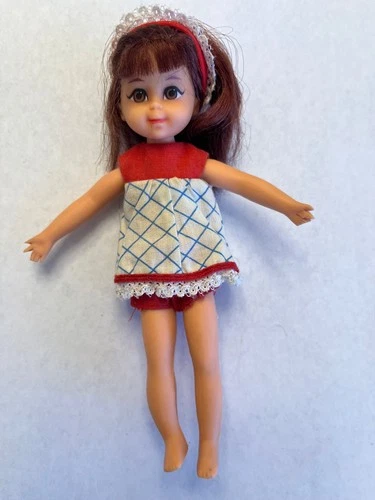 Vintage CHRIS Doll 1966 Tutti Todd Friend #3570 Brunette Red Outfit Dress Mattel