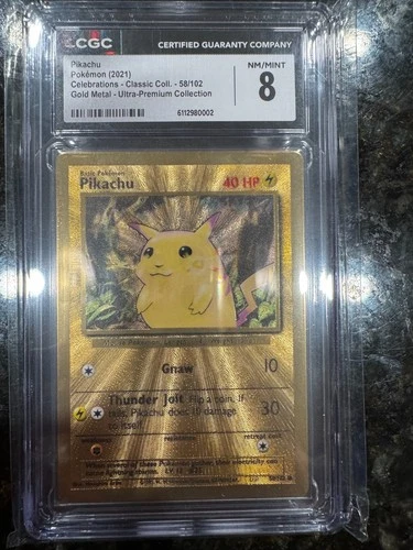 2021 Celebrations UPC - Classic Coll. GOLD METAL Pikachu #58/102 CGC 8
