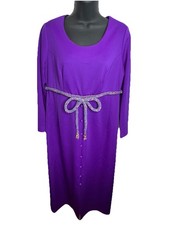 Vintage RT Paras Purple Sheath Dress Beaded Bow Belt