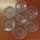 Set Of 7 Vintage Anchor Hocking Sapphire Blue Bubble Glass Dessert Plates 6.75”