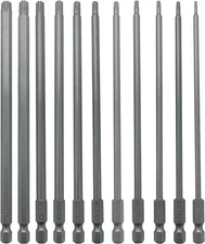 6" Long Torx Bit Set 11 Piece Torx Head Screwdriver Bit Set with 1/4 Inch Hex Sh
