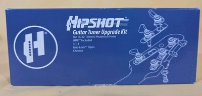 Hipshot Guitar Tuner Upgrade Kit (3+3 Headstocks) Chrome Grip-Lock Open 6k2gloc