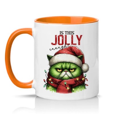 Is This Jolly Enough Unisex 11 Unzen Keramiktasse mürrische Katze Weihnachtsgeschenk