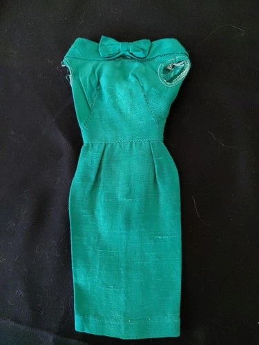 New ListingVintage Barbie Emerald Green Silk Sheath Dress (1962) Fashion PAK, Mattel 1960's