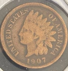 1907 Indian Head Cent Penny United States Coin Very Fine Condition