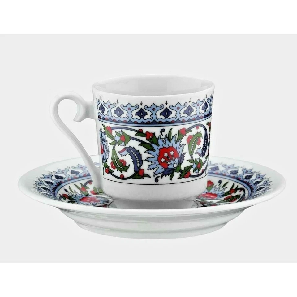 6 piezas x Taza de café de porcelana Kutahya Turca Estambul Topkapi Modelo Griego Árabe Foto 3 de 4
