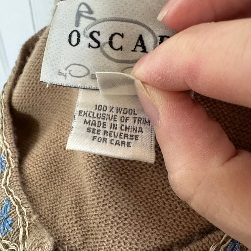 Oscar De La Renta wool beige beaded and embroidered vintage cardigan - Picture 9 of 9