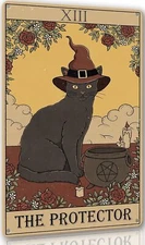 Black Cat Metal Sign, 8 x 12 Inch, Decorative Signage, Tarot Wall Art, Cat Lover