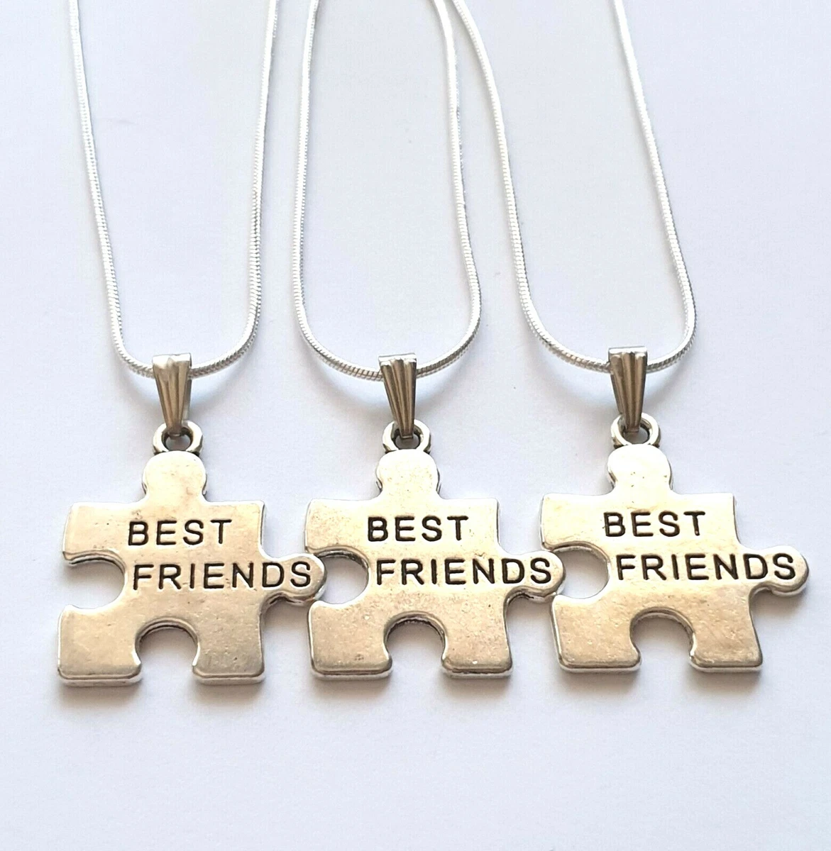 Best Friends Necklaces 3 piece share Pendants and Chains BFF