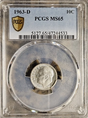 1963-D Roosevelt Dime, PCGS MS65 Gold Shield, Brilliant and Bright