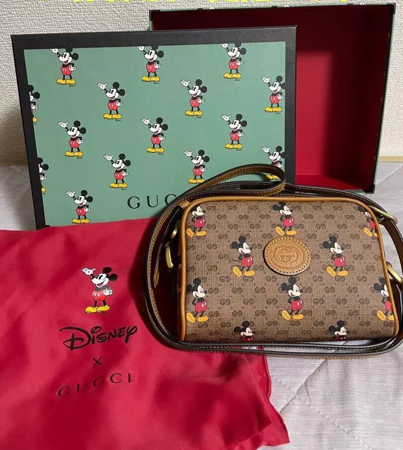 GUCCI Disney Mickey Mouse Micro GG Supreme Shoulder Cross Body Bag Brown  Japan