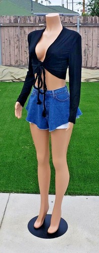 Womens Black Cropped Top - Picture 5 of 7