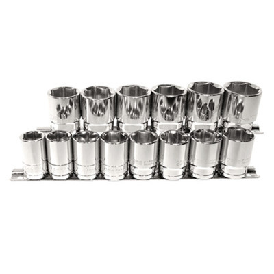K Tool 28100 Chrome Socket Set, 1/2'' Drive, 14 Piece, 15mm to 28mm, 6 Point
