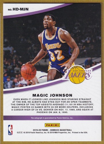 2019-20 Donruss Hall Dominator Signatures #1 Magic Johnson AUTO /99 - LAKERS - Picture 2 of 2