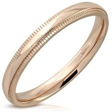 Rose Gold PVD Half Round Wedding Ring Surgical Steel Comfort Fit Select Size