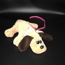 Pound Puppies Brown 7" Puppy Figure Toy Pink Leash 1996 Plush Stuffed Animal N