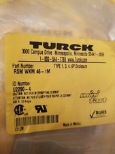 NEW Turck, RSM WKM 46-1M, U2290-4, MiniFast Cable 4/16AWG Str Male 90 Female 4p