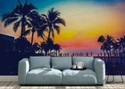 3D Sunset Sky Palm Tree Sea Self-adhesive Removable Wallpaper Murals Wall