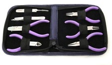 7 Piece Purple Handle Jewlery Making Tool Kit Pliers And More In Case